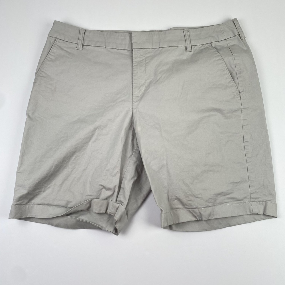 J Crew Re-Imagined Stretch Chino Bermuda Shorts Womens 14 Gray Twill 9 Inseam